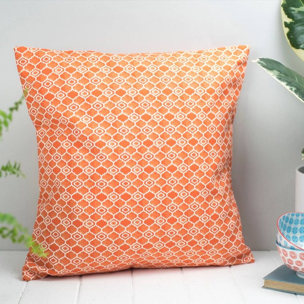Orange & White Alta Square Cushion by Grace & Favour Home
