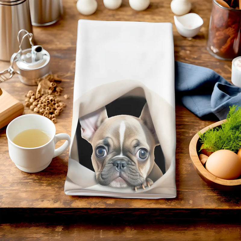 Dug - Puppy French Bulldog Tea-Towel British Made Dug - Puppy French Bulldog Tea-Towel by Homemade Hollydays