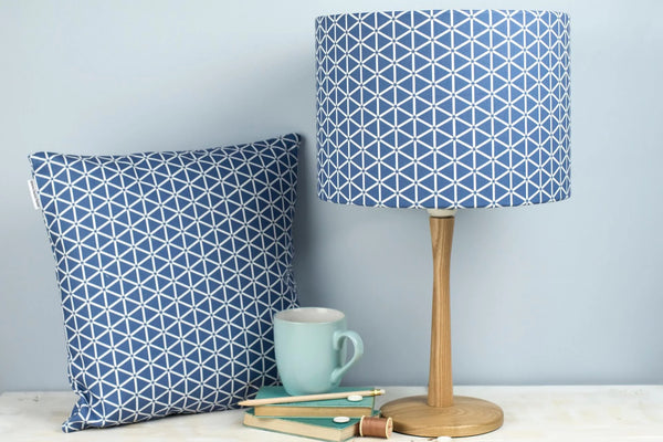 Geometric Blue & White Karin Print Lampshade by Grace & Favour Home