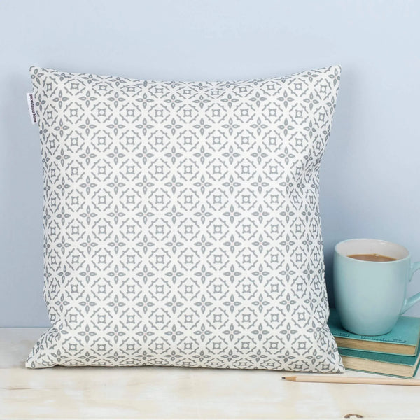 Geometric Grey & White Meryam Print Square Cushion by Grace & Favour Home