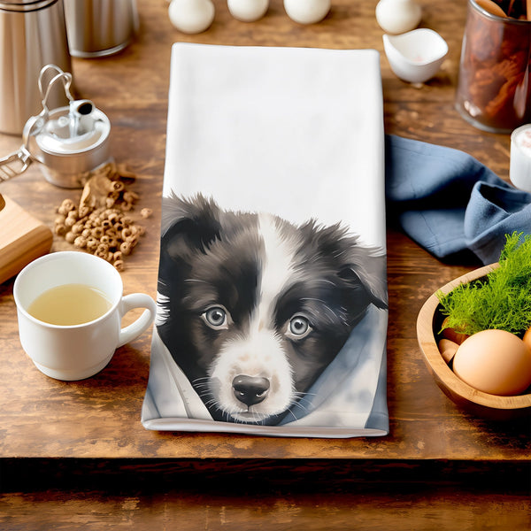 Mia - Puppy Border Collie Tea-Towel by Homemade Hollydays
