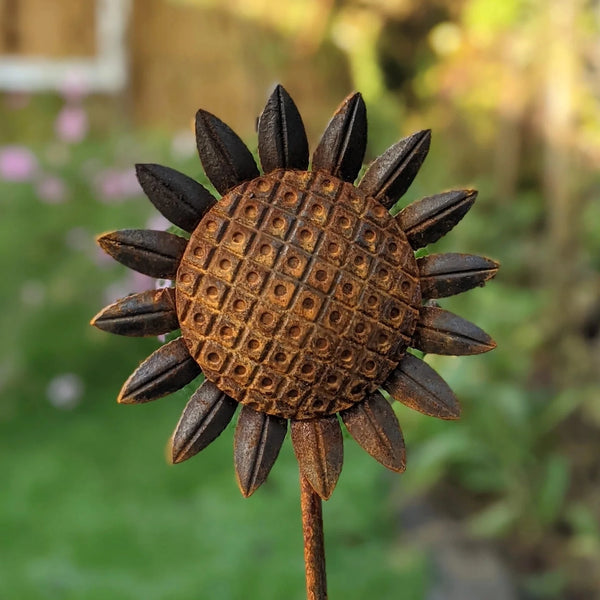 Rusty Metal Garden Sunflower Stake by Savage Works