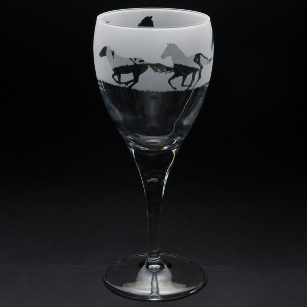 Galloping Horse | Crystal Wine Glass | Engraved by Glyptic Glass Art