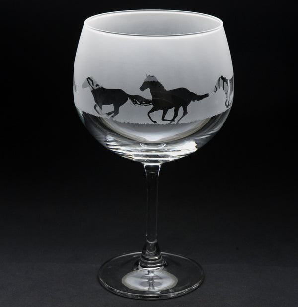Galloping Horse | Gin Glass | Engraved by Glyptic Glass Art