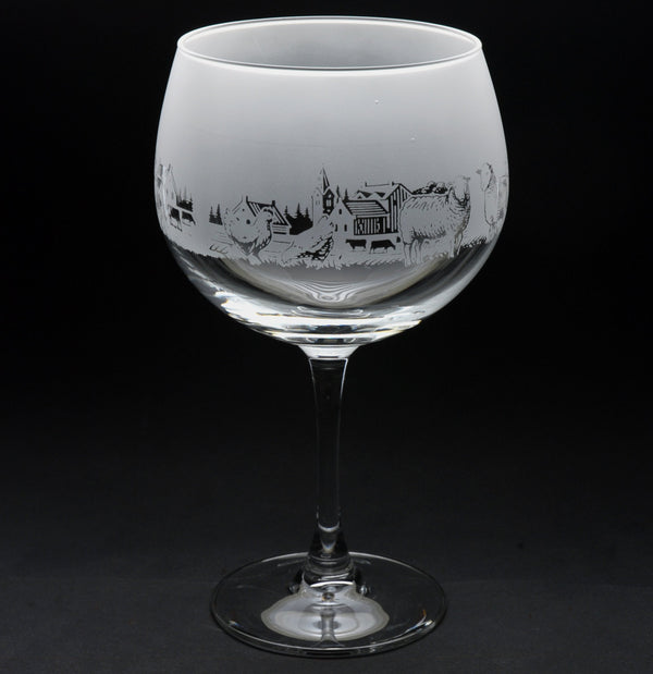 Farm Animals | Gin Glass | Engraved by Glyptic Glass Art