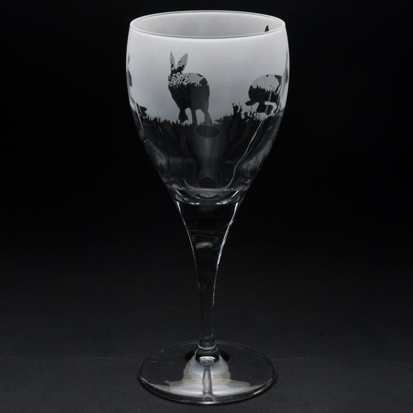 Hare | Crystal Wine Glass | Engraved by Glyptic Glass Art
