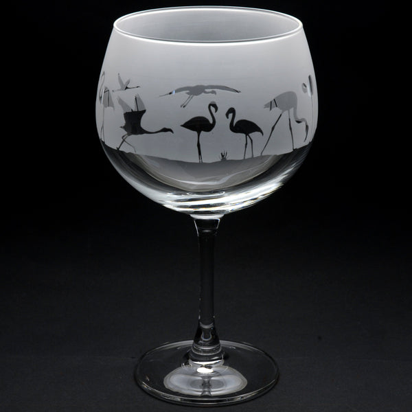 Flamingo | Gin Glass | Engraved by Glyptic Glass Art
