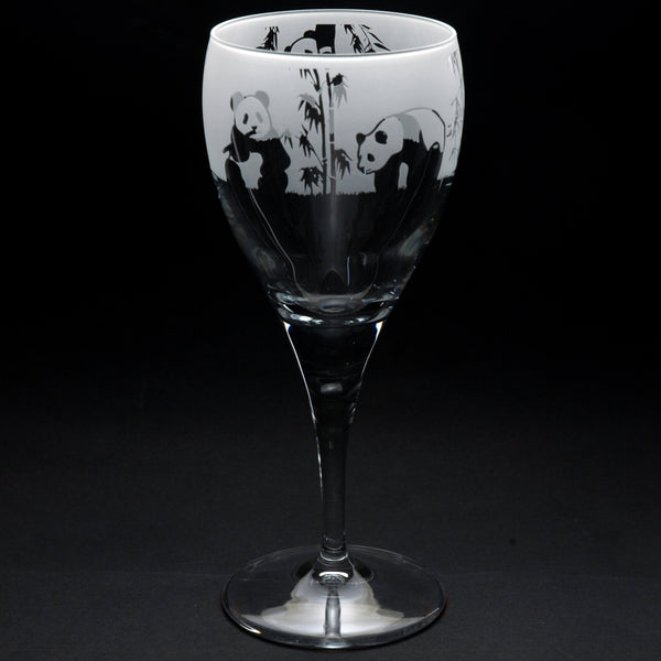 Panda | Crystal Wine Glass | Engraved by Glyptic Glass Art