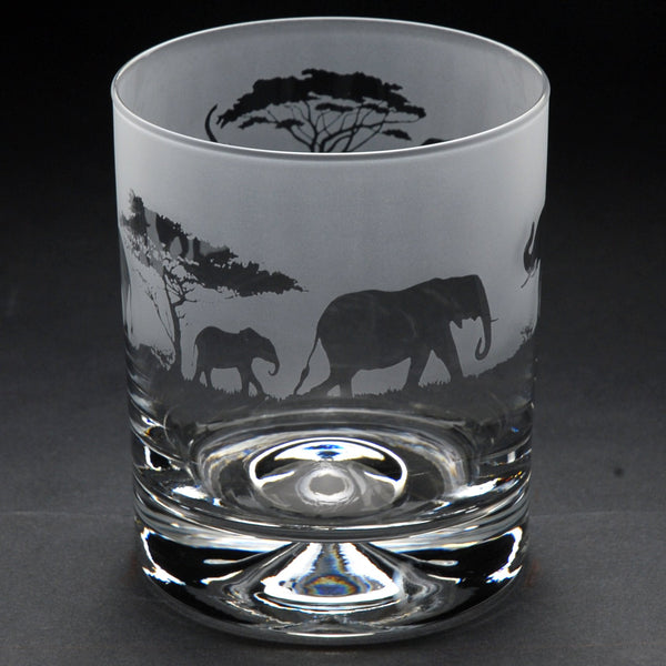 Elephant | Whisky Tumbler Glass | Engraved by Glyptic Glass Art