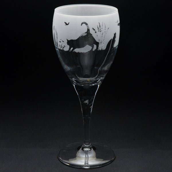 Cat | Crystal Wine Glass | Engraved by Glyptic Glass Art