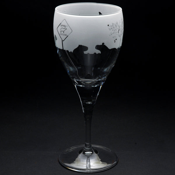 Capybara | Crystal Wine Glass | Engraved by Glyptic Glass Art