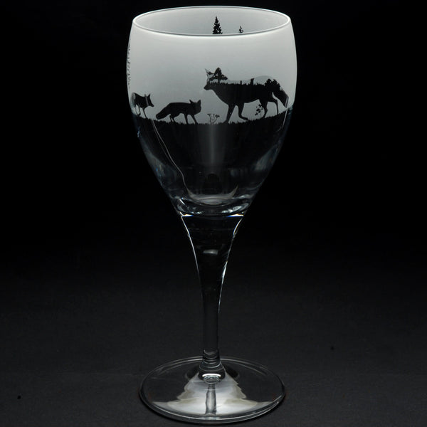 Fox | Crystal Wine Glass | Engraved by Glyptic Glass Art