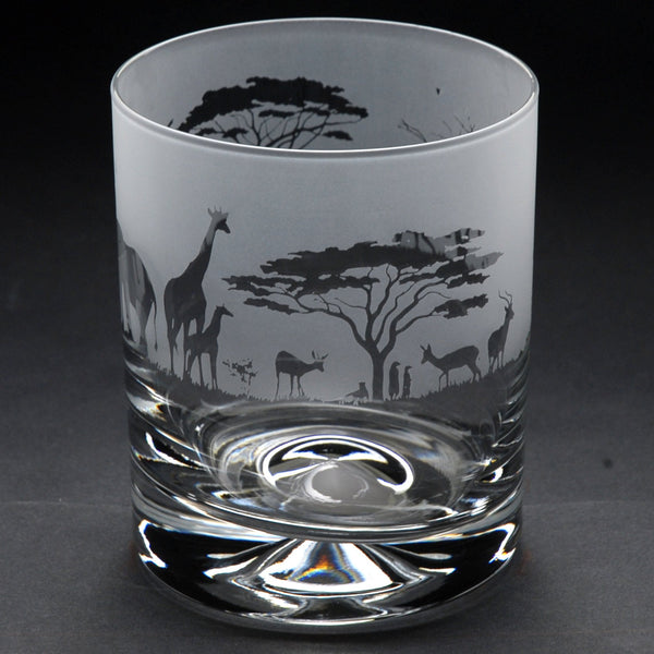 Safari | Whisky Tumbler Glass | Engraved by Glyptic Glass Art