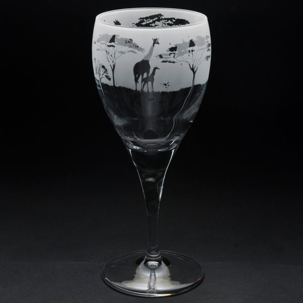 Giraffe | Crystal Wine Glass | Engraved by Glyptic Glass Art