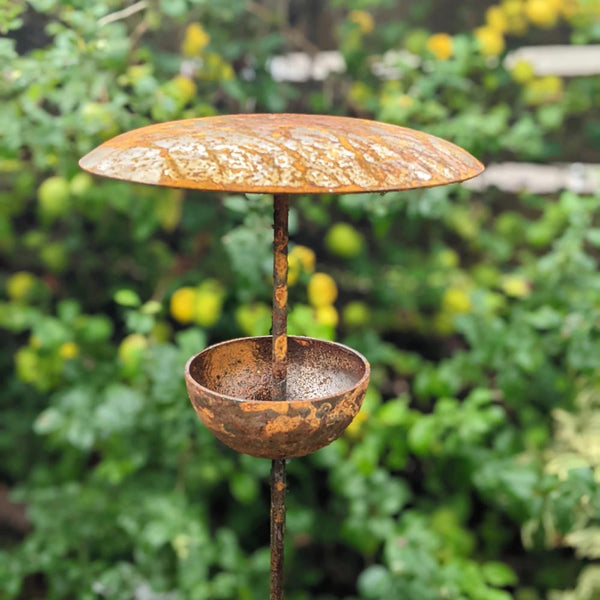 Rustic Bird Feeder Stake Garden Ornament by Savage Works