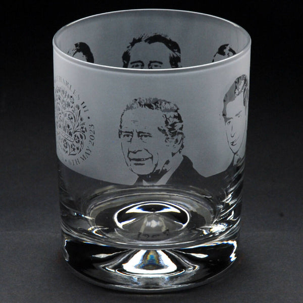 King Charles III Coronation | Whisky Tumbler Glass | Engraved by Glyptic Glass Art