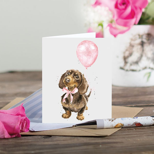 Sausage Dog Pink Miniature Card by Wrendale