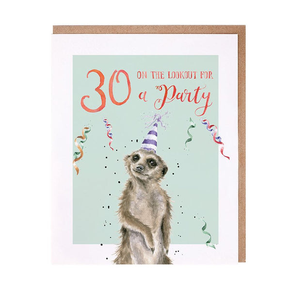 30 On The Lookout for a Party Birthday Card by Wrendale