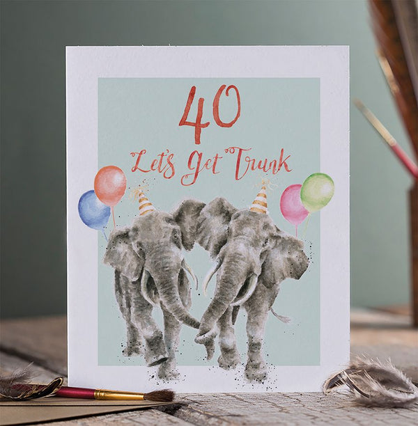 40 Lets Get Trunk Birthday Card by Wrendale