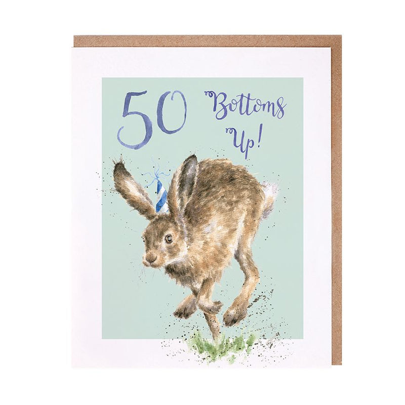50 Bottoms Up Birthday Card British Made 50 Bottoms Up Birthday Card by Wrendale