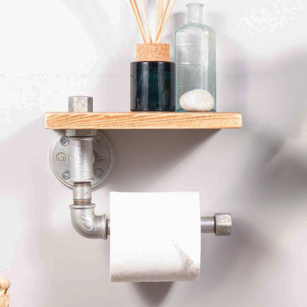 Industrial Toilet Roll Holder And Shelf Galvanised by Industrial By Design