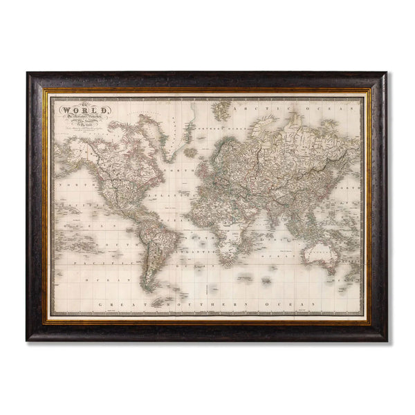 C.1838 Map of the World Framed Print by T A Interiors
