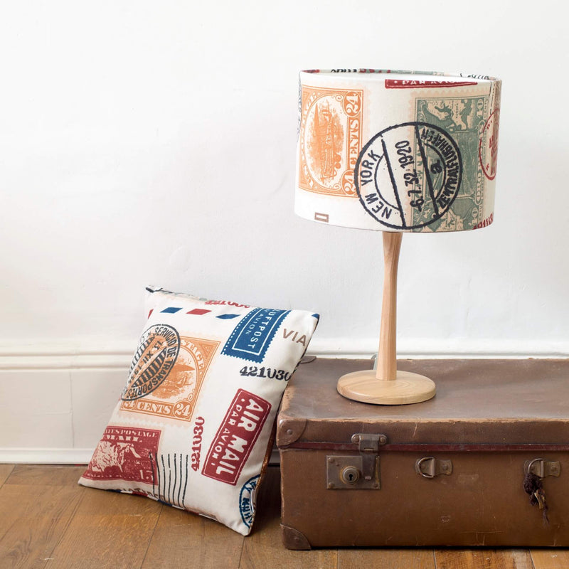 Vintage Stamps Print Airmail Lampshade British Made Vintage Stamps Print Airmail Lampshade by Grace & Favour Home