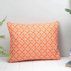 Orange & White Alta Rectangle Cushion British Made Orange & White Alta Rectangle Cushion by Grace & Favour Home