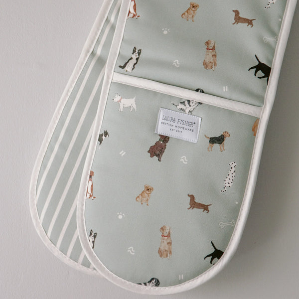 Dogs Double Oven Gloves by Laura Fisher