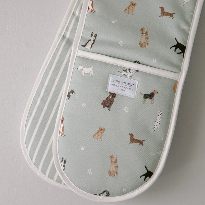 Dogs Double Oven Gloves British Made Dogs Double Oven Gloves by Laura Fisher