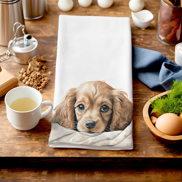 Fifi - Puppy Spaniel Tea-Towel by Homemade Hollydays
