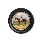 C.1840 Horse & Rider Round Framed Print British Made C.1840 Horse & Rider Round Framed Print by T A Interiors