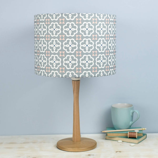Grey, Blue & White Ines Print Lampshade by Grace & Favour Home