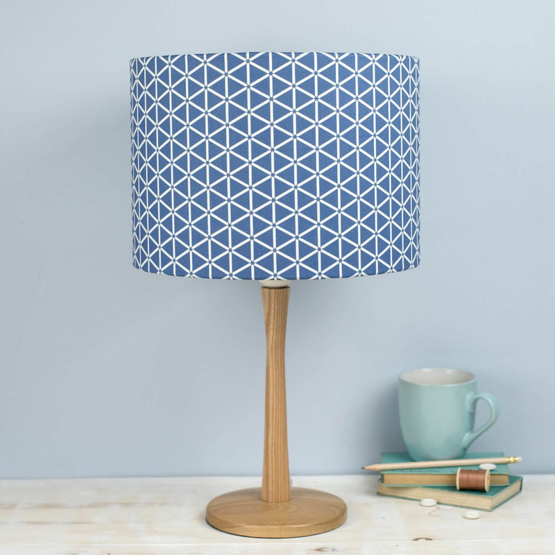Geometric Blue & White Karin Print Lampshade British Made Geometric Blue & White Karin Print Lampshade by Grace & Favour Home