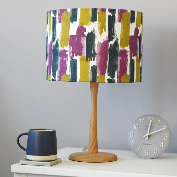 Chartreuse, Amethyst and Grey Watercolour Brushstrokes Style Lucia Lampshade by Grace & Favour Home
