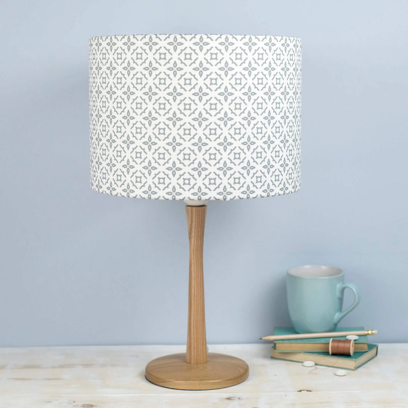 Geometric Grey & White Meryam Print Lampshade British Made Geometric Grey & White Meryam Print Lampshade by Grace & Favour Home
