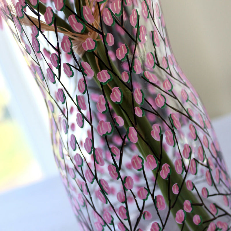 Cherry Blossom Hand Painted Glass Vase British Made Cherry Blossom Hand Painted Glass Vase by Samara Ball