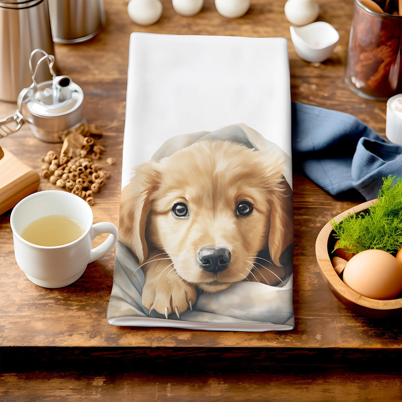 Rex - Puppy Golden Retriever Tea-Towel British Made Rex - Puppy Golden Retriever Tea-Towel by Homemade Hollydays