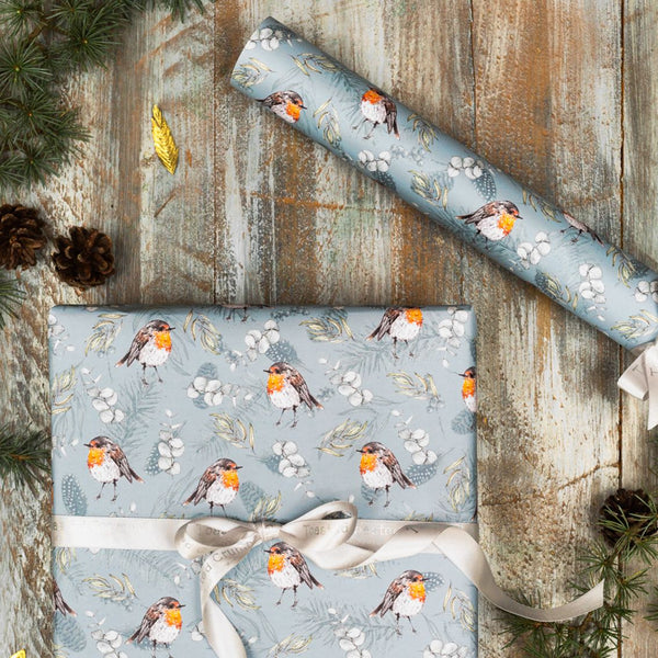 Robin & Eucalyptus Wrapping Paper by Toasted Crumpet