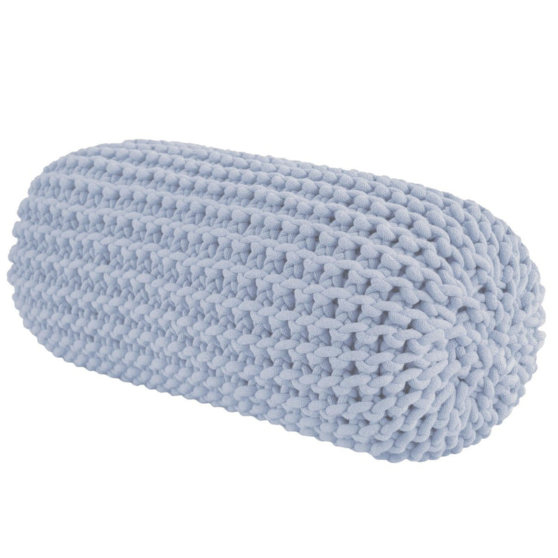 Chunky knitted bolster footrest | BABY BLUE - Zuri House British Made Chunky Knitted Bolster Cushion/Footrest  60cm x 25cm by Zuri House