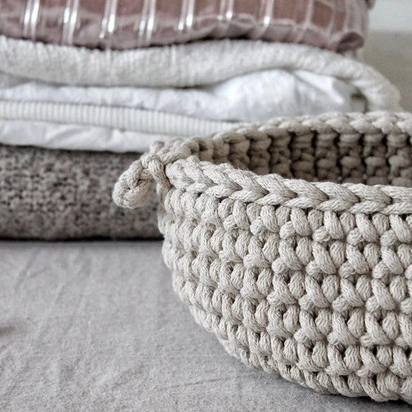 Crochet Flat Basket - Oatmeal by Zuri House