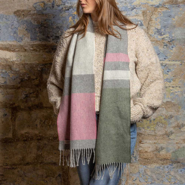 Roseate Stripe Lambswool Scarf by Tweedmill Textiles
