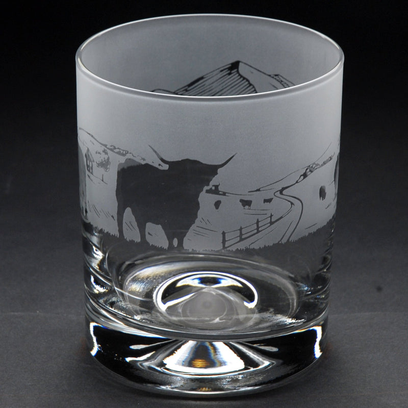 Highland Cattle | Whisky Tumbler Glass | Engraved British Made Highland Cattle | Whisky Tumbler Glass | Engraved by Glyptic Glass Art