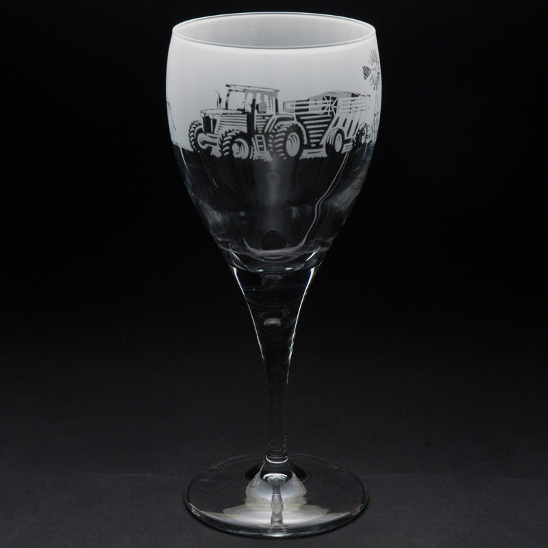 Farm Scene | Crystal Wine Glass | Engraved British Made Farm Scene | Crystal Wine Glass | Engraved by Glyptic Glass Art