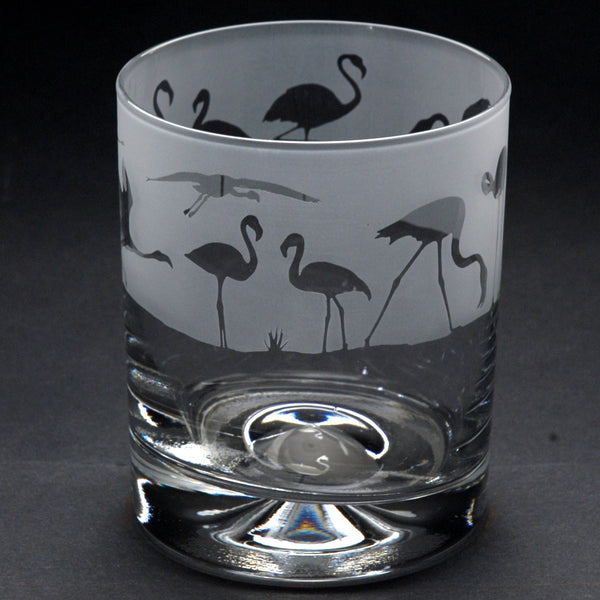 Flamingo | Whisky Tumbler Glass | Engraved by Glyptic Glass Art