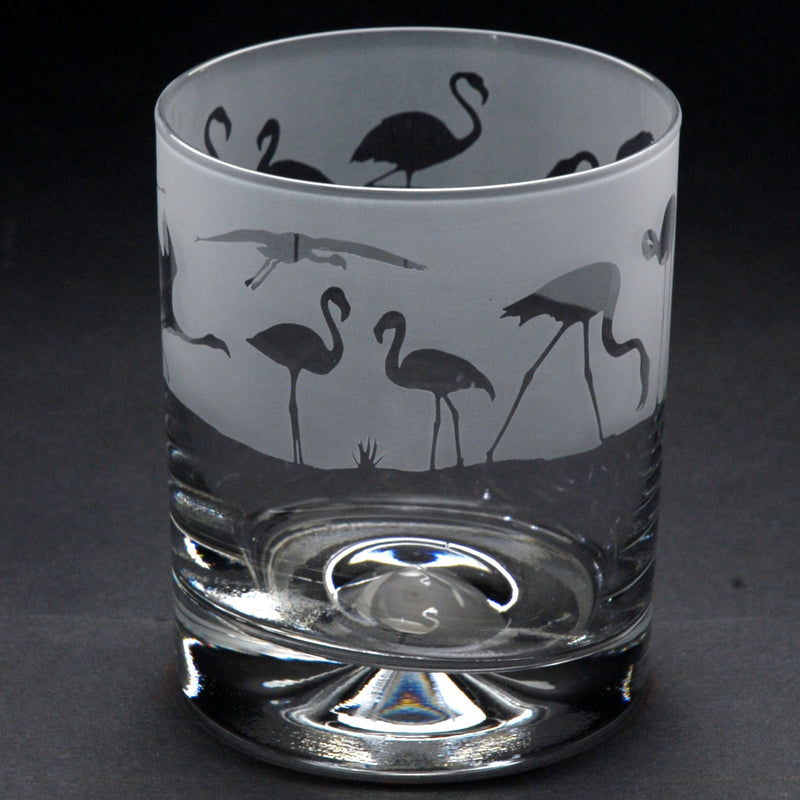 Flamingo | Whisky Tumbler Glass | Engraved British Made Flamingo | Whisky Tumbler Glass | Engraved by Glyptic Glass Art
