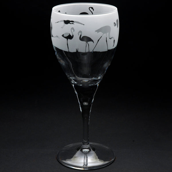 Flamingo | Crystal Wine Glass | Engraved by Glyptic Glass Art