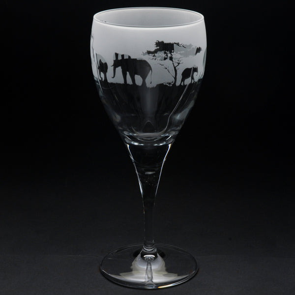 Elephant | Crystal Wine Glass | Engraved by Glyptic Glass Art
