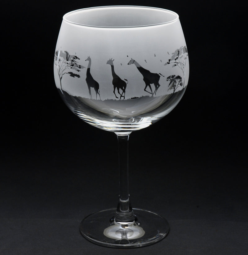 Giraffe | Gin Glass | Engraved British Made Giraffe | Gin Glass | Engraved by Glyptic Glass Art