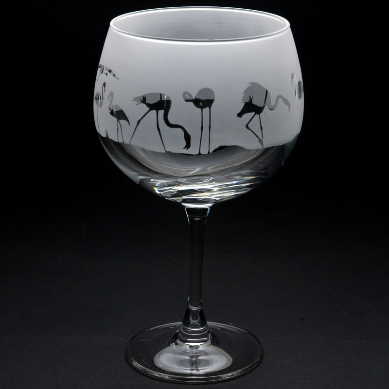 Flamingo | Gin Glass | Engraved British Made Flamingo | Gin Glass | Engraved by Glyptic Glass Art